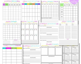 Planner stampabile per l'istruzione parentale, tenuta dei registri, piano delle lezioni, registro delle presenze (download digitale)