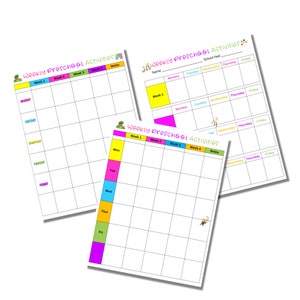 Weekly Preschool Schedule, Preschool Activity Log, Kids Daily Routine