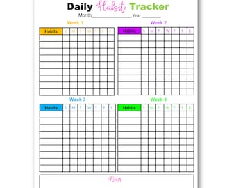 Tracker delle abitudini quotidiane, checklist stampabile per la definizione degli obiettivi (download digitale)