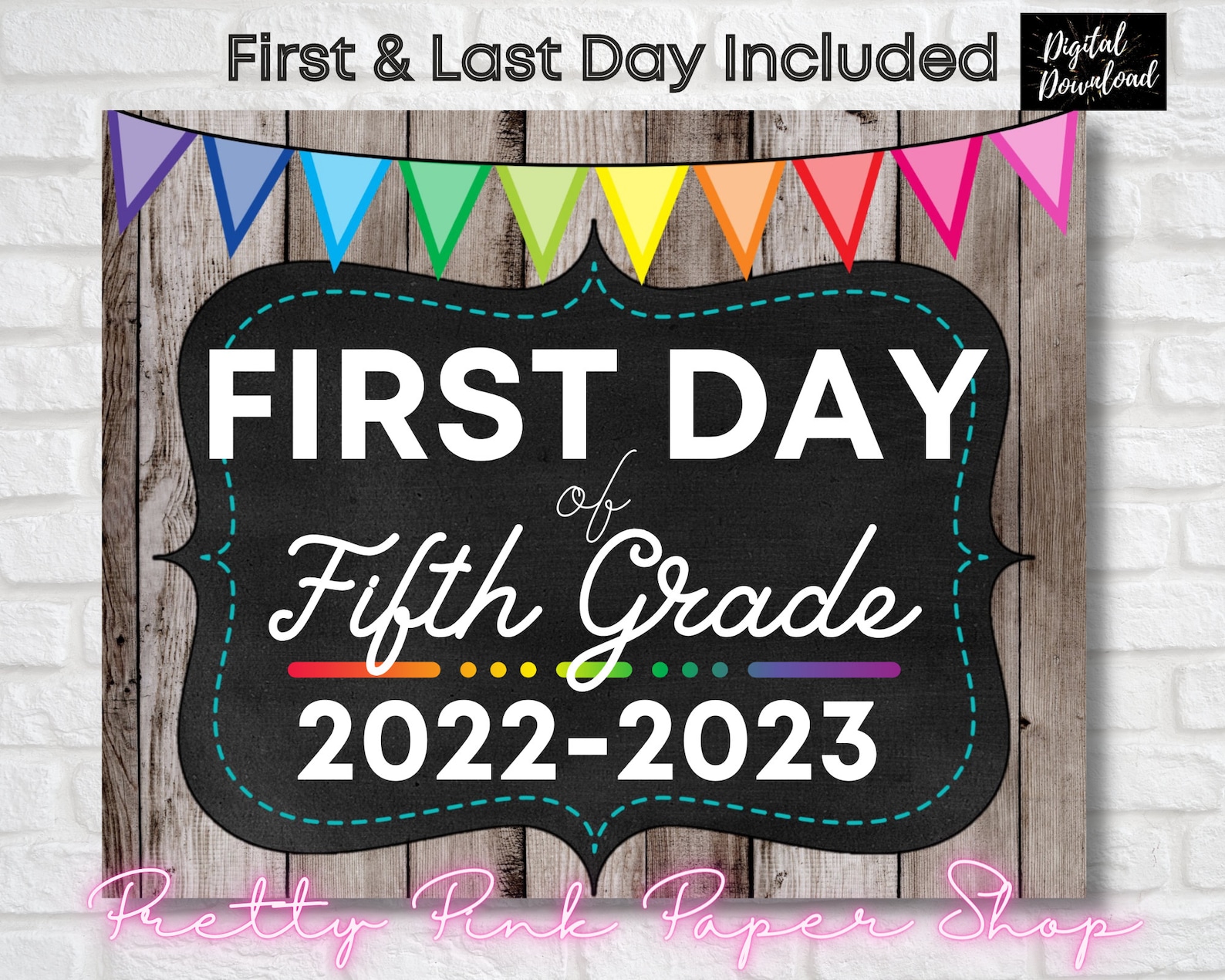 First Day of Fifth Grade Sign 20222023 / First Day of School Etsy