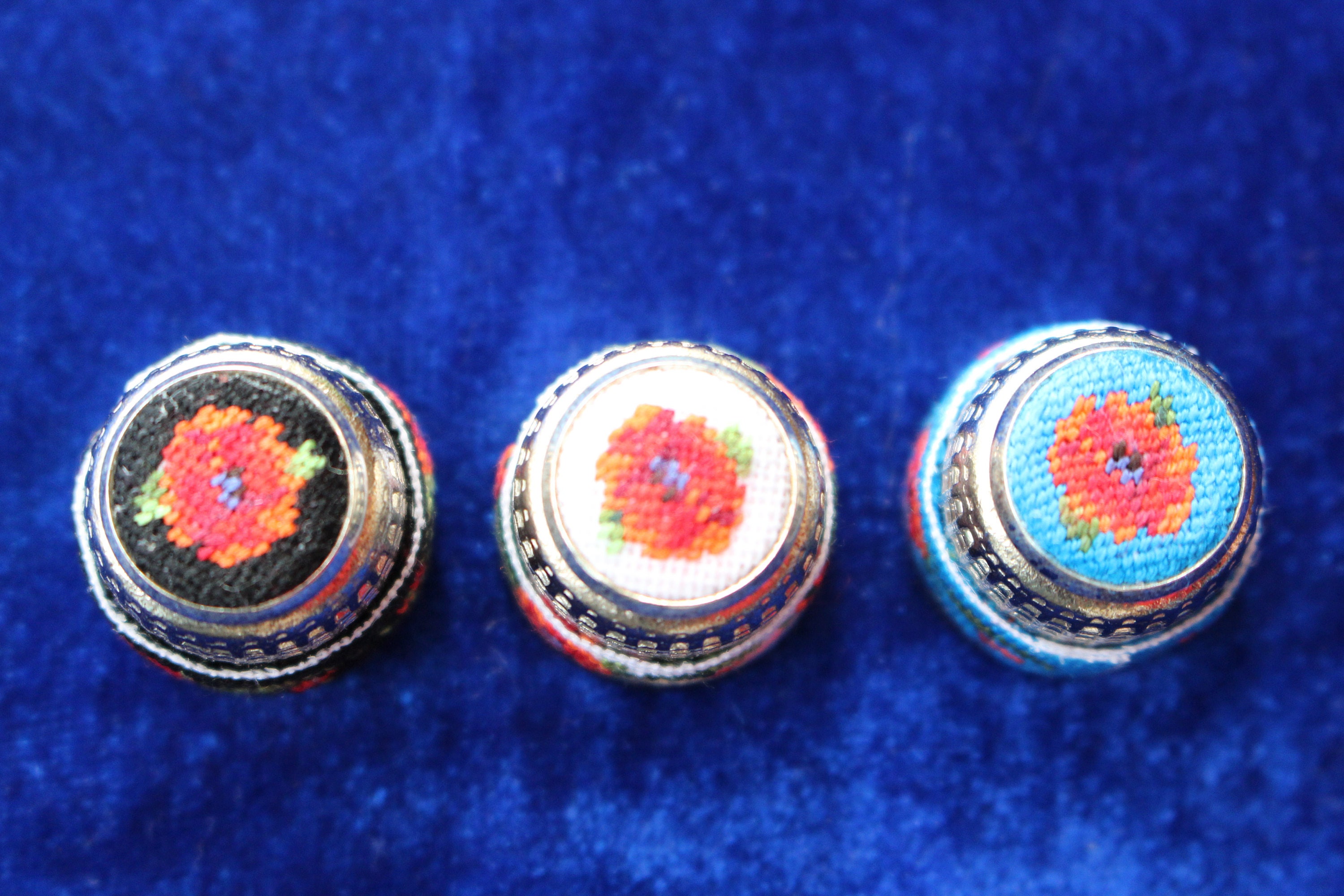 Embroidered Thimble Poppy 12 mm Etsy