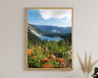 Mount Rainier National Park Photography Print, Mountain Lake Wall Decor (Digital Download)