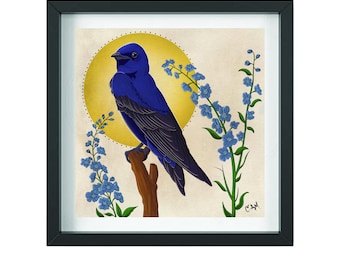 Purple Martin Illustration 8x8