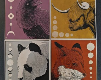 Set of 4 Animal Illustrations