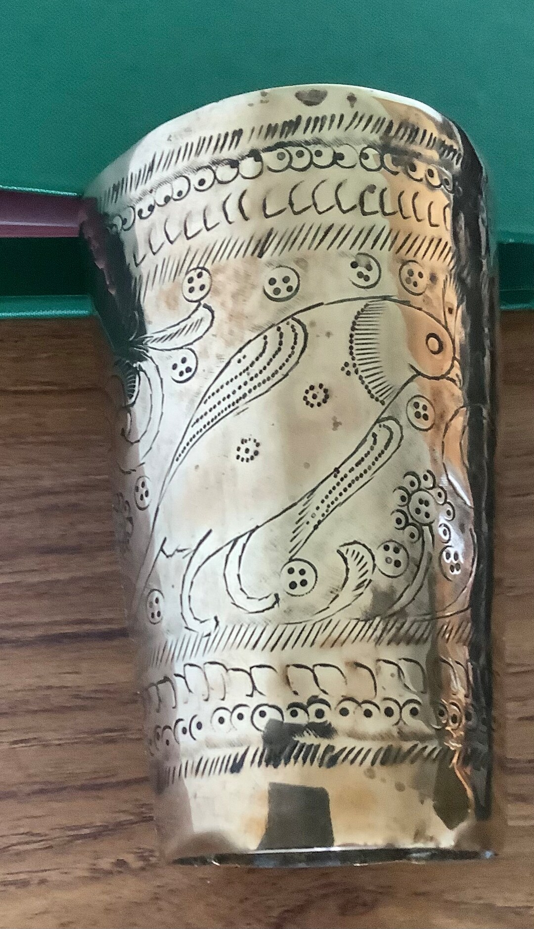 Antique Indian Brass Beaker Decorated With Birds and Foliage Etsy