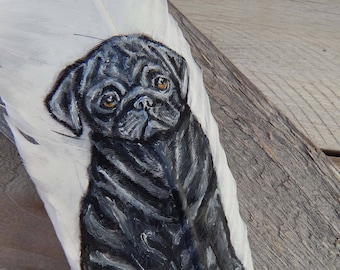 Pintura de un pug, pluma estilográfica