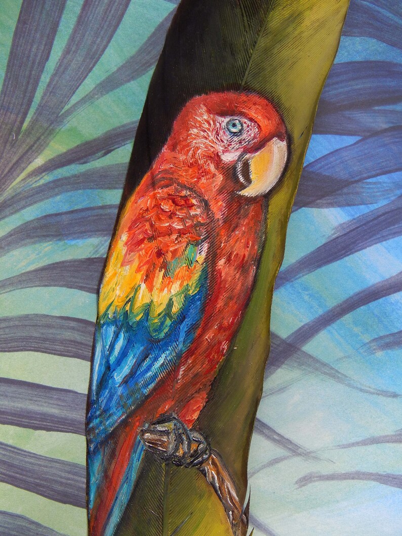 Parrot painting Painted feather Etsy