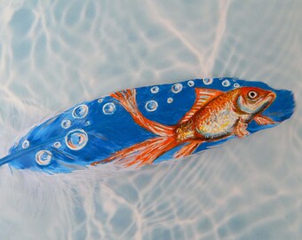 Pluma pintada, pintura de peces dorados