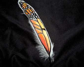 op maat gemaakte handgeschilderde monarchvlindervleugel, geschilderde veer