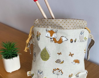 Drawstring knitting project bag