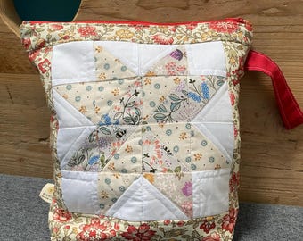 Patchwork zipped project bag