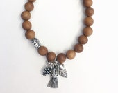 One of a Kind Sandalwood Bracelet Healing Bracelet Lucky Bracelet Blessed bracelet 0.925 Sterling Silver Bead and Tassel