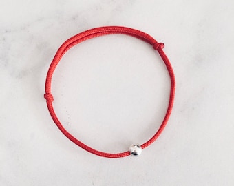 Red String Bracelet with 0.925 Sterling Silver Bead (thick) | Protection Bracelet | Lucky Bracelet | Positive Energy Infused