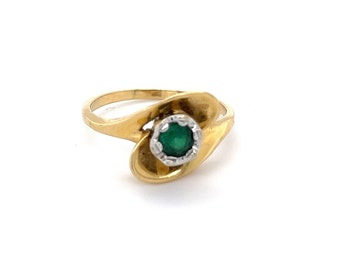 Vintage 14k Yellow Gold Green Spinel Bypass Ring (Size 6.75)