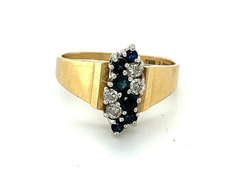 Vintage 14K Yellow Gold Diamond & Topaz Cluster Ring - 1980s Fine Jewelry
