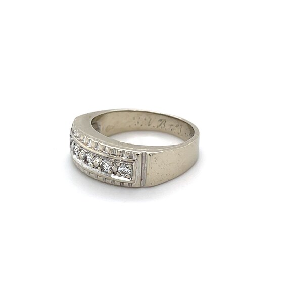 Vintage 14K White Gold Five Stone Diamond Ring - … - image 4