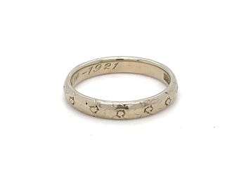 Antique Ostby Barton 14k White Gold Floral Band – Size 6