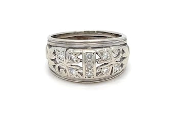 Vintage 1930's 14k White Gold Diamond Ring Cut Out Design