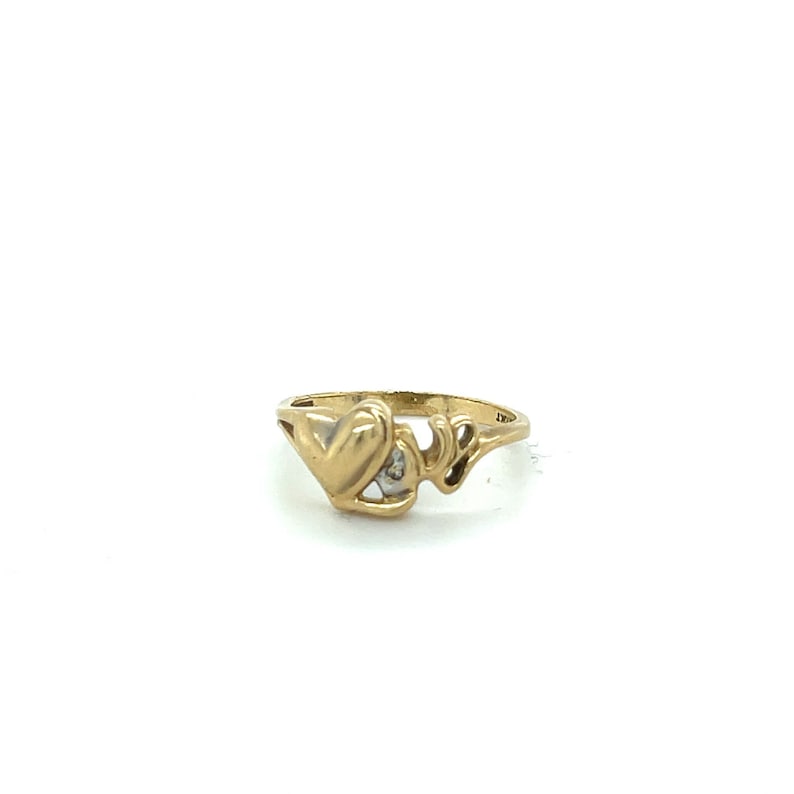 Vintage 10k Yellow Gold Love Ring Heart Jewelry LOVE Promise Ring Solid Gold Estate modern 0100 image 1