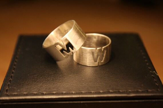 Man and Woman Couple Ring / Initial Ring / Personalized / | Etsy