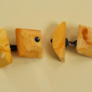 Vintage 875 Silver Stamped Cufflinks with Genuine Baltic Amber