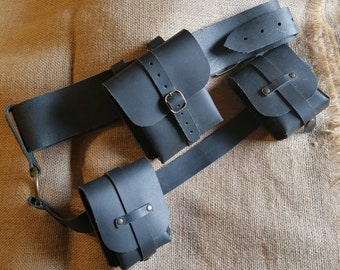 Belt with three pouches