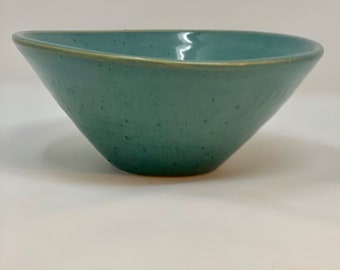 Milky Green Undulating Rim Bowl, Green Serving Bowl, Pale Green Serving Dish