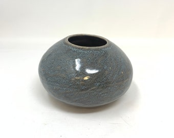 Abstract Blue and Gray Vase, Hand Made Pottery Vessel, Pottery Art Sculptural Vase