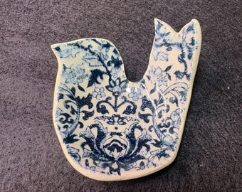 Floral Design Bird Ring Dish, Butter Pat