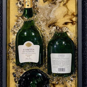 Champagne broken bottle art