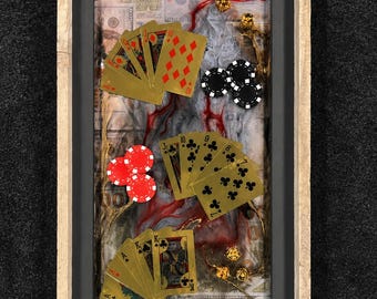 Luxury Poker Wall Art | Casino Card Decor | Resin Gambling Artwork | Vegas Game Room Decor