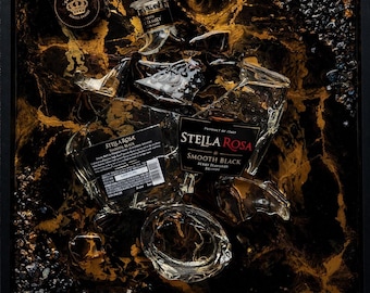 Stella Rosa broken bottle art