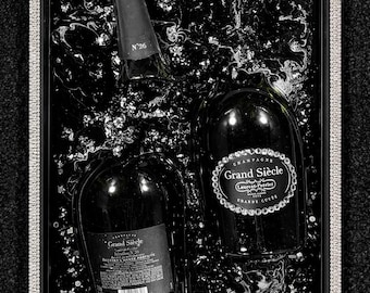 Champagne broken bottle art