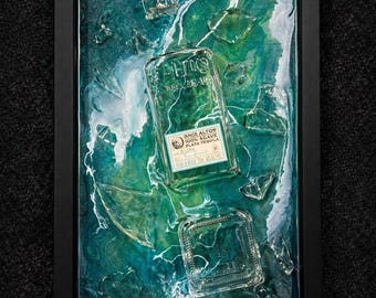 Olmeca Altos Tequila Bottle Resin Art | Modern Bar Decor