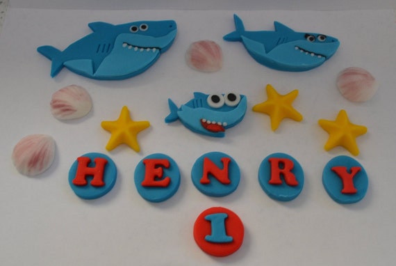 Handmade Edible Baby Shark Style Cake Topper Decoration Etsy