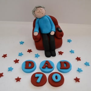 Handmade Edible Man, Dad Sleeping birthday Cake Topper/decoration 60th 70th 80th, retirement