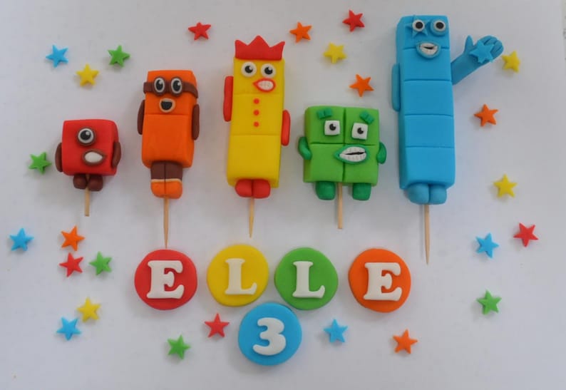 handmade edible number blocks numberblocks cake topper etsy