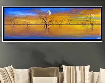 art Print tree boab landscape australia painting canvas sunrise 47/" x 20/"
