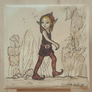 Little Pixie drawing * Ognor* on canvas