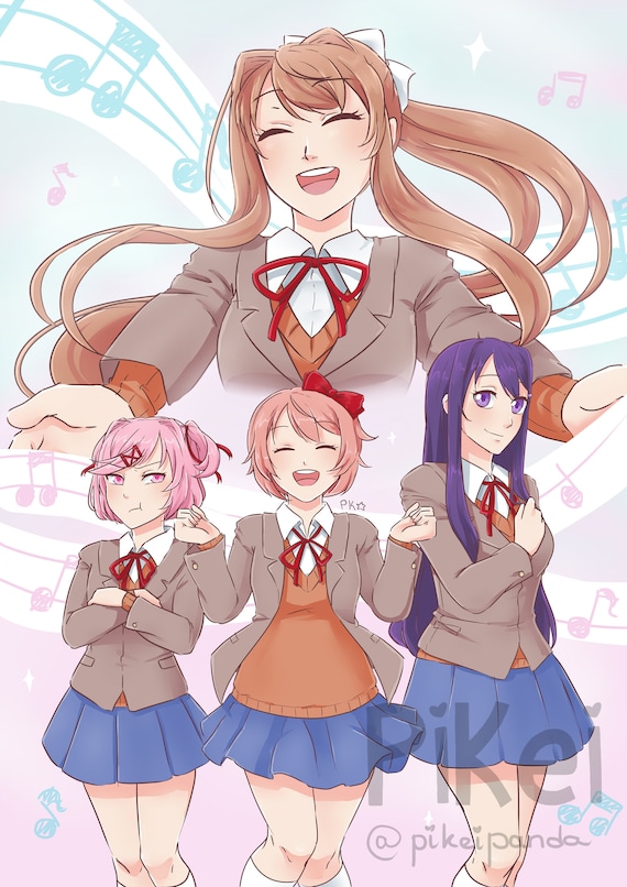 Doki Doki Literature Club Cute Fanart Print Etsy Doki Doki Literature Club Cute Fanart Print Etsy