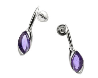 Boucles d'oreilles améthyste sur argent rhodié, améthyste, boucles d'oreilles améthyste, cadeau améthyste, cadeau maman, boucles d'oreilles