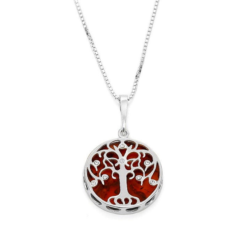 amber necklace on silver 925 Yggdrasil necklace amber,gift, Tree of life
