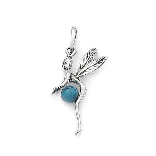 Pendentif fée clochette en  turquoise sur argent 925