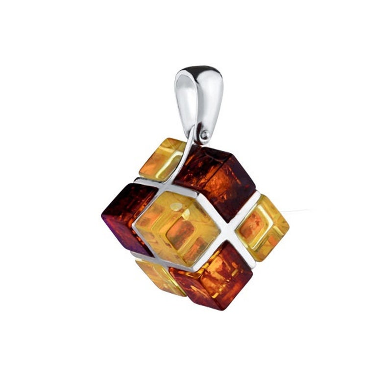 Necklace in amber multicolor on silver 925/1000 image 2