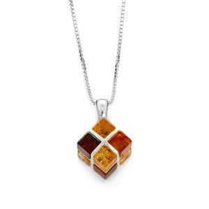 Necklace in amber multicolor on silver 925/1000 image 1