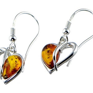 Baltic amber heart earrings