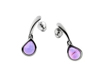 Amethyst earrings on rhodium-plated silver, silver earrings, amethyst earrings