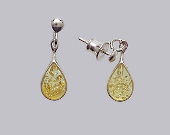 Baltic yellow amber earrings on 925 silver, drop earrings amber earring,