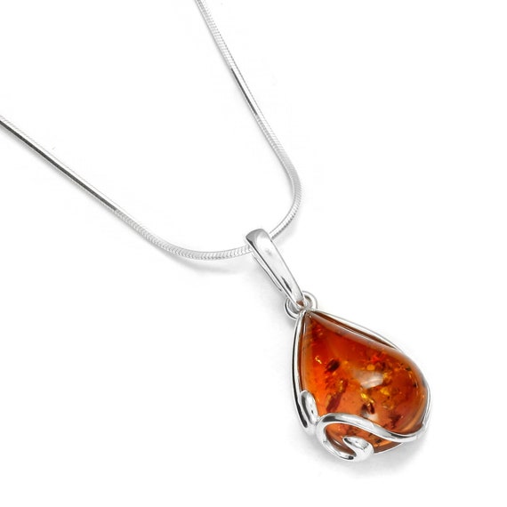 Pendentif Ambre Et Argent Massif 925 - Neuf Sans Emballage - Pierre Naturelle D'ambre - Bijou Unique