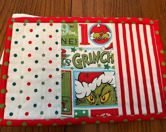 Grinch Mug Rug, Large Coaster, Small Placemat